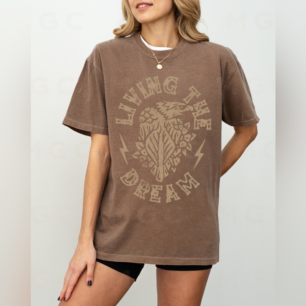 🚨 CLOSEOUT 🚨 Comfort Colors Living The Dream Eagle Distressed Graphic Tee Shirt - Picture 4 of 10
